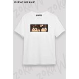 Unisex Oversize Kalıp Ohma Tokita Kengan Ashura Design Tasarım Baskılı Tshirt - Beyaz - XL