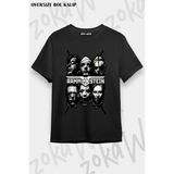 Unisex Oversize Kalıp Rammstein Dikenli Teller Tasarım Baskılı Tshirt - Siyah - XL