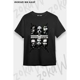 Unisex Oversize Kalıp Rammstein Dikenli Teller Tasarım Baskılı Tshirt - Siyah