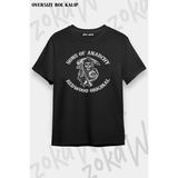 Unisex Oversize Kalıp Redwood Sons Of Anarchy Tasarım Baskılı Tshirt - Siyah