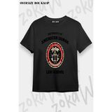 Unisex Oversize Kalıp University Of American Samoa Law Tasarım Baskılı Tshirt - Siyah - XL