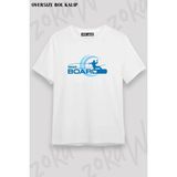 Unisex Oversize Kalıp Wakeboard Shirt Wakeboard Tasarım Baskılı Tshirt - Beyaz - XL