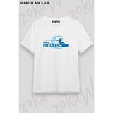 Unisex Oversize Kalıp Wakeboard Shirt Wakeboard Tasarım Baskılı Tshirt - Beyaz