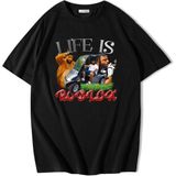 Unisex Oversize Life Is Roblox T-Shirt - Siyah