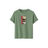Unisex Oversize Relax Bear Grafik Baskılı Pamuklu Tişört, Streetwear Tarzı, Premium Baskı (Çağla, L)