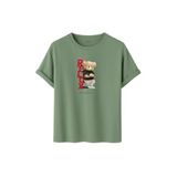 Unisex Oversize Relax Bear Grafik Baskılı Pamuklu Tişört, Streetwear Tarzı, Premium Baskı (Çağla, S)