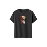 Unisex Oversize Relax Bear Grafik Baskılı Pamuklu Tişört, Streetwear Tarzı, Premium Baskı (Füme, L)