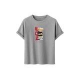 Unisex Oversize Relax Bear Grafik Baskılı Pamuklu Tişört, Streetwear Tarzı, Premium Baskı (Gri, M)