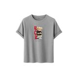 Unisex Oversize Relax Bear Grafik Baskılı Pamuklu Tişört, Streetwear Tarzı, Premium Baskı (Gri, S)