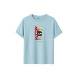 Unisex Oversize Relax Bear Grafik Baskılı Pamuklu Tişört, Streetwear Tarzı, Premium Baskı (Mavi, XL)