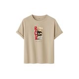 Unisex Oversize Relax Bear Grafik Baskılı Pamuklu Tişört, Streetwear Tarzı, Premium Baskı (Taş, 2XL)
