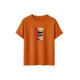 Unisex Oversize Relax Bear Grafik Baskılı Pamuklu Tişört, Streetwear Tarzı, Premium Baskı (Turuncu, S)