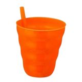 Unisex Oyuncak Pipetli Bardak BPA FREE Çerezlik Oyun Bardağı Renkli Meşrubat Bardağı 300ml Çocuk Bebek Meyve Suyu Kabı Tombul Bardak (Turuncu)