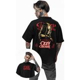 Unisex Ozzy Osbourne Sırt Baskılı Tişört, Oversize Rock Band Black Sabbath Temalı T-Shirt - Siyah - 2XL