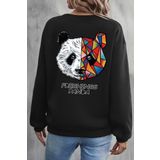 Unisex Panda Baskılı Bisiklet Yaka Sweatshirt