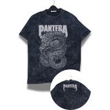 Unisex Pantera Ense Baskılı Yıkamalı T-Shirt, Oversize Rock Band Temalı Retro Tişört - Siyah - 2XL