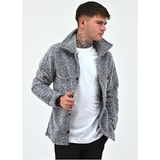 Unisex Peluş Polar Hırka Ceket - Gri - 2XL