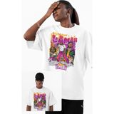 Unisex Planet Euphoria Yazılı Tişört, Oversize Kendrick Lamar Temalı Bisiklet Yaka T-Shirt - Beyaz