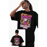 Unisex Planet Euphoria Yazılı Tişört, Oversize Kendrick Lamar Temalı Bisiklet Yaka T-Shirt - Siyah - 4XL