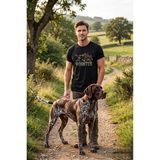 Unisex Pointer Baskılı T-Shirt - Avcı Köpekleri Serisi Bisiklet Yaka Pamuklu Tişört - Siyah