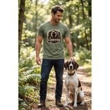 Unisex Pointer Hunter Baskılı T-Shirt - Avcı Köpekleri Serisi Bisiklet Yaka Pamuklu Tişört - Siyah