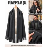 Unisex Polar Şal, Kadın Ve Erkek Kışlık Püsküllü Yumuşak Polar Kumaş Şal