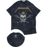 Unisex Punkist Skull Metallica Ense Baskılı Yıkamalı T-Shirt,oversize Rock Band Temalı Retro Tişört - Siyah - 4XL