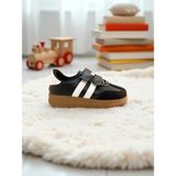 Unisex Rahat Tabanlı Hafif Esnek Ortopedik Cırtlı Günlük Çocuk Sneaker Spor Ayakkabı - Siyah-Beyaz - Siyah - Beyaz