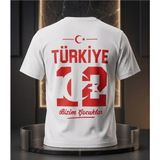 Unisex Regular Fit Türkiye Bizim Çocuklar Milli Takım Taraftar Tişörtü - Siyah