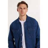 Unisex Relax Fit Rahat Kesim Denim Kot Kapaklı Çift Cepli Overshirt Ceket Tarzı Gömlek