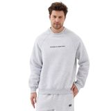 Unisex Relax Fit Rahat Kesim Pamuklu Basic Bisiklet Yaka Baskılı Sweatshirt, Açık Gri, L
