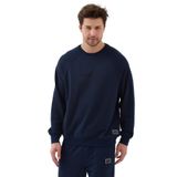Unisex Relax Fit Rahat Kesim Pamuklu Basic Bisiklet Yaka Baskılı Sweatshirt, Lacivert, S