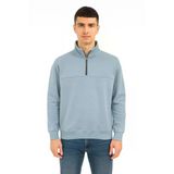 Unisex Relax Fit Rahat Kesim Pamuklu Yarım Fermuarlı Dik Yaka Sweatshirt - 7385