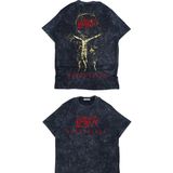 Unisex Repentless Sırt Yazılı Yıkamalı T-Shirt, Oversize Rock Band Slayer Temalı Retro Tişört - Siyah - XS