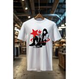 Unisex Retro Streetwear Baskılı Vintage %100 Pamuk Regular Fit Bisiklet Yaka T-Shirt - 3XL - Beyaz