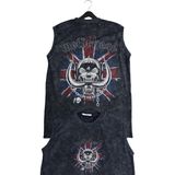 Unisex Rock Band Motörhead Sırt Baskılı Yıkamalı Bisiklet Yaka Kolsuz Retro Tişört - Siyah - XL