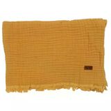 Unisex Sarı Püsküllü 4 Kat Battaniye 80x120