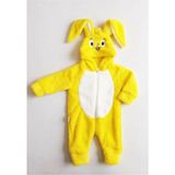 Unisex Sarı Tavşan Nakışlı Peluş Tulum - 800Sarı - 9 Ay