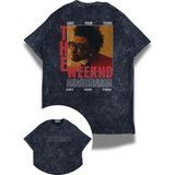 Unisex Save Your Tears Sırt Baskılı Yıkamalı T-Shirt, Oversize The Weeknd Temalı Retro Tişört - Siyah - XS