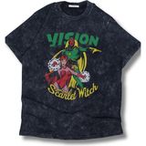 Unisex Scartlet Witch Vision Baskılı Yıkamalı T-Shirt, Oversize Mar Vel Temalı Retro Tişört - Siyah - 4XL