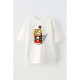 Unisex Simson Duff Fıçı Tasarım Baskılı Pamuk Beyaz Oversize T-Shirt - XL