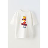 Unisex Simson Kaykay Tasarım Baskılı Pamuk Beyaz Oversize T-Shirt - XL