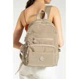 Unisex Sırt Çantası Günlük Kullanıma Uygun Lise Ortaokul Çantası Çok Cepli Okul Çantası 37*30 cm Klinkır - 37 x 30 cm - Vizon