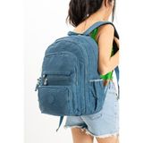 Unisex Sırt Çantası Hafif Yağmur Geçirmez Klinkır Kumaş Laptop Bölmeli Seyahat Çantası 43*30 cm - 43 x 30 cm - Mavi