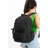 Unisex Sırt Çantası Hafif Yağmur Geçirmez Klinkır Kumaş Laptop Bölmeli Seyahat Çantası 43*30 cm - 43 x 30 cm - Siyah