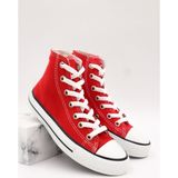 Unisex Siyah Beyaz Spor Ayakkabı Convers Uzun Bilekli Sneaker - Kırmızı