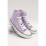 Unisex Siyah Beyaz Spor Ayakkabı Convers Uzun Bilekli Sneaker - Lila - Beyaz