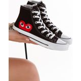 Unisex Siyah Beyaz Spor Ayakkabı Convers Uzun Bilekli Sneaker - Renkli