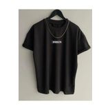 Unisex Siyah Brooklyn Baskılı T-shirt