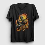 Unisex Siyah Ghost Rider Hediye Motorcu Motorsiklet T-Shirt 508817TT